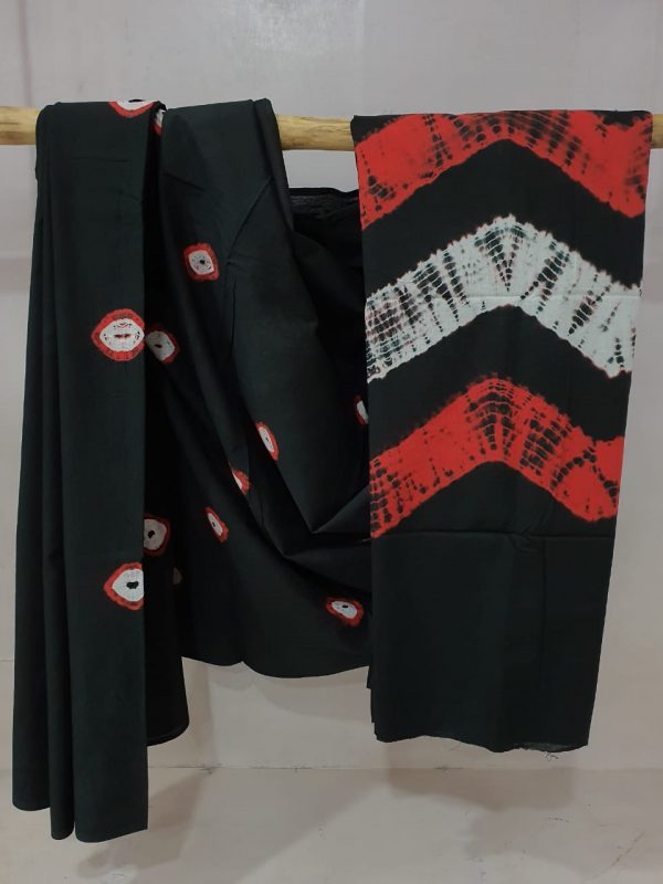 black Exclusive cotton saree with blouse
