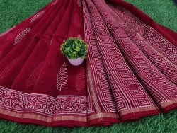 Superior quality Crimson Chanderi silk saree for ladies