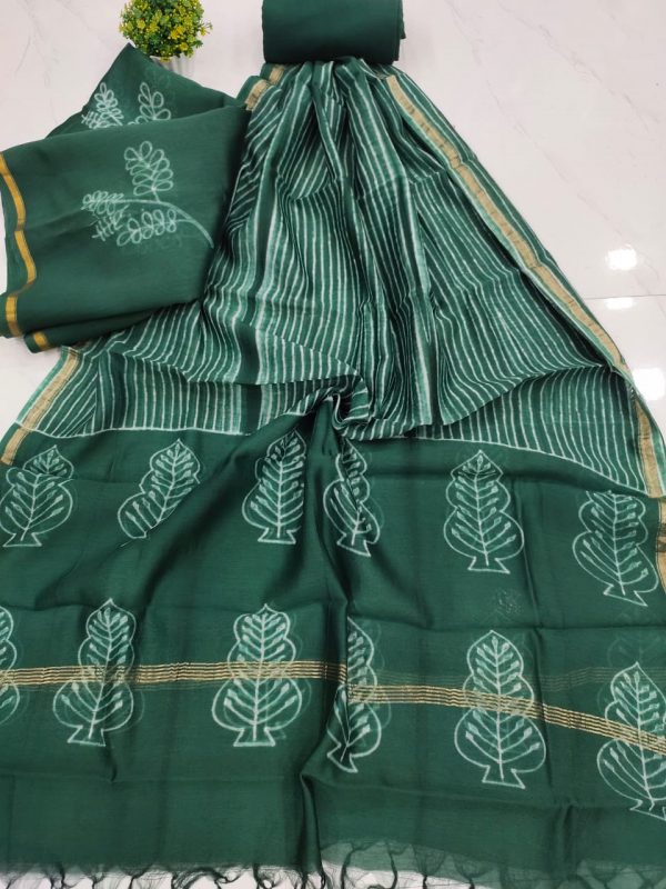 Natural Teal Chanderi suit set With salwar