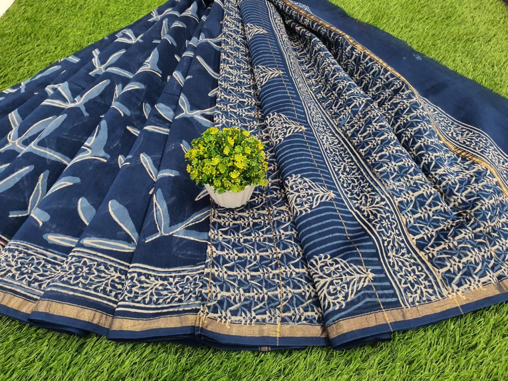 Exclusive blue chanderi silk saree