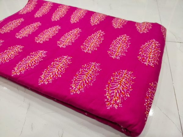 Magenta rose cotton dress materiel for ladies
