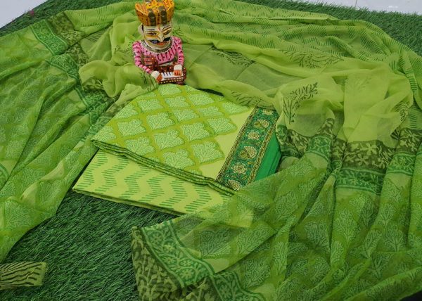 Green Superior quality Cotton chudhidar set