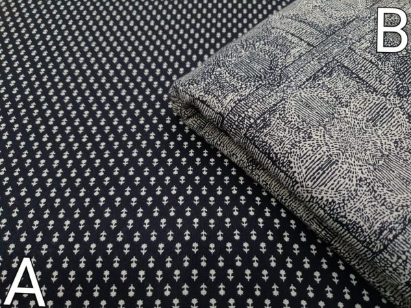 bagru print black and Beige cotton dress materiel set