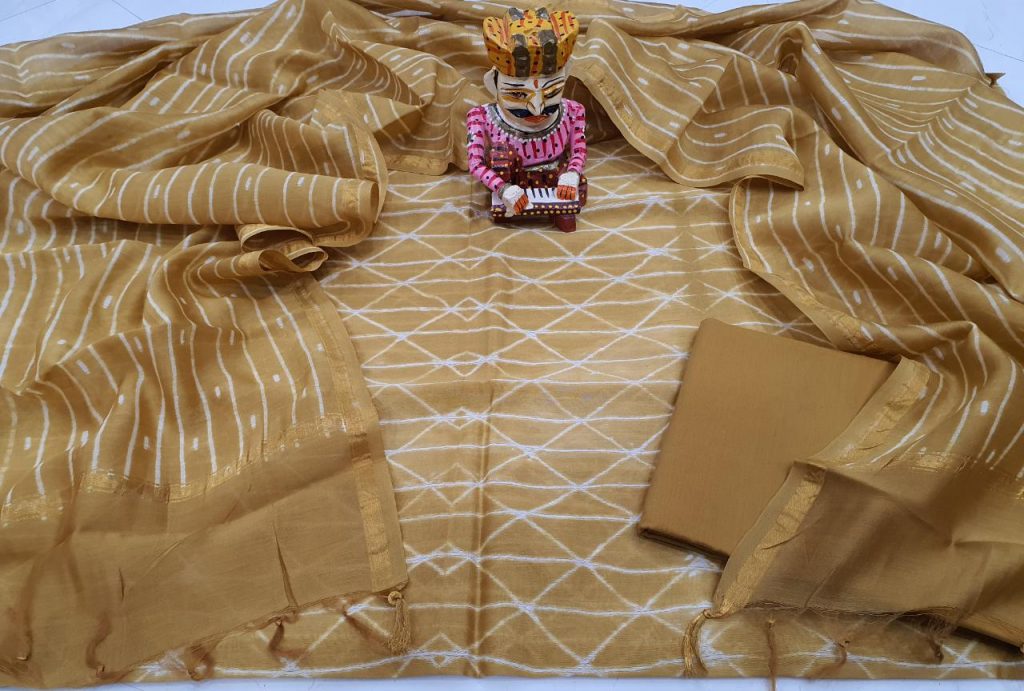 Bagru print Brown chanderi suit With salwar kameez set
