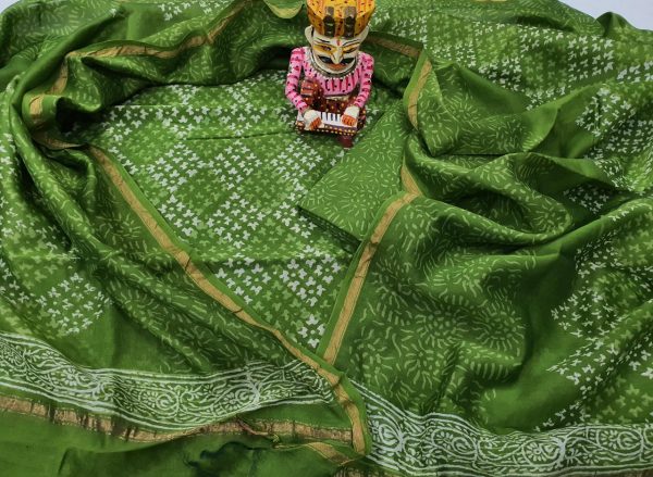 Green Traditional Chanderi suit chanderi salwar kameez suit
