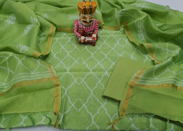 Bagru print green chanderi suit With salwar kameez set