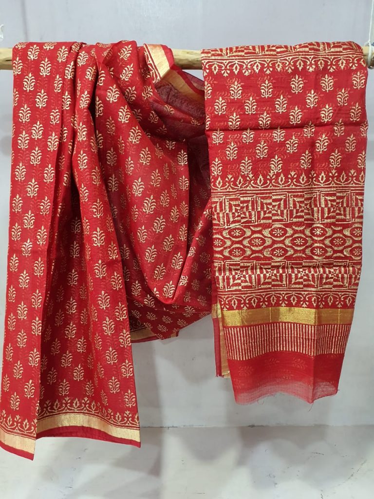 Exclusive Red kota doria saree With blouse