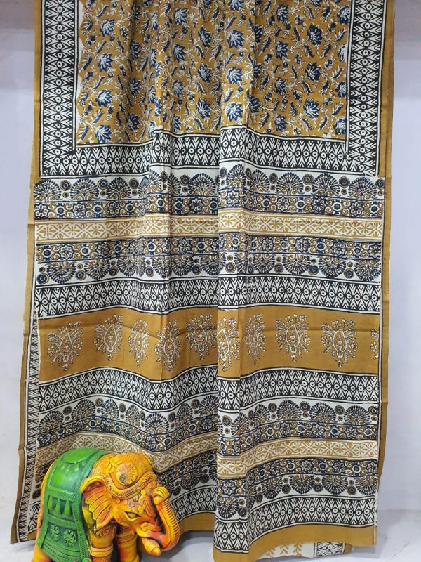 Bronze Pure Cotton mulmul saree with blouse