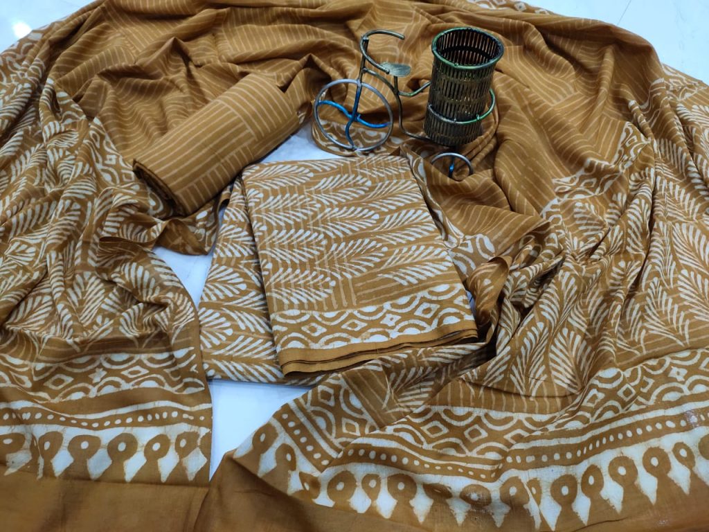 copper Cotton dupatta set with salwar kameez