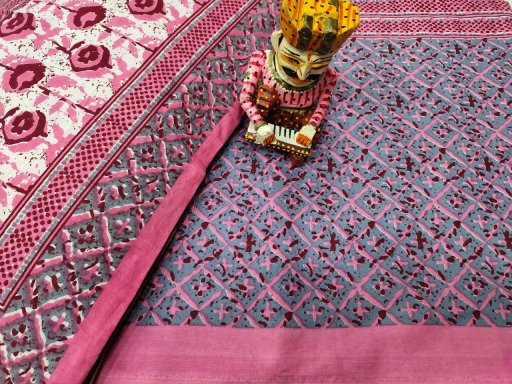 Blush jaipuri bedsheet with pillow cover