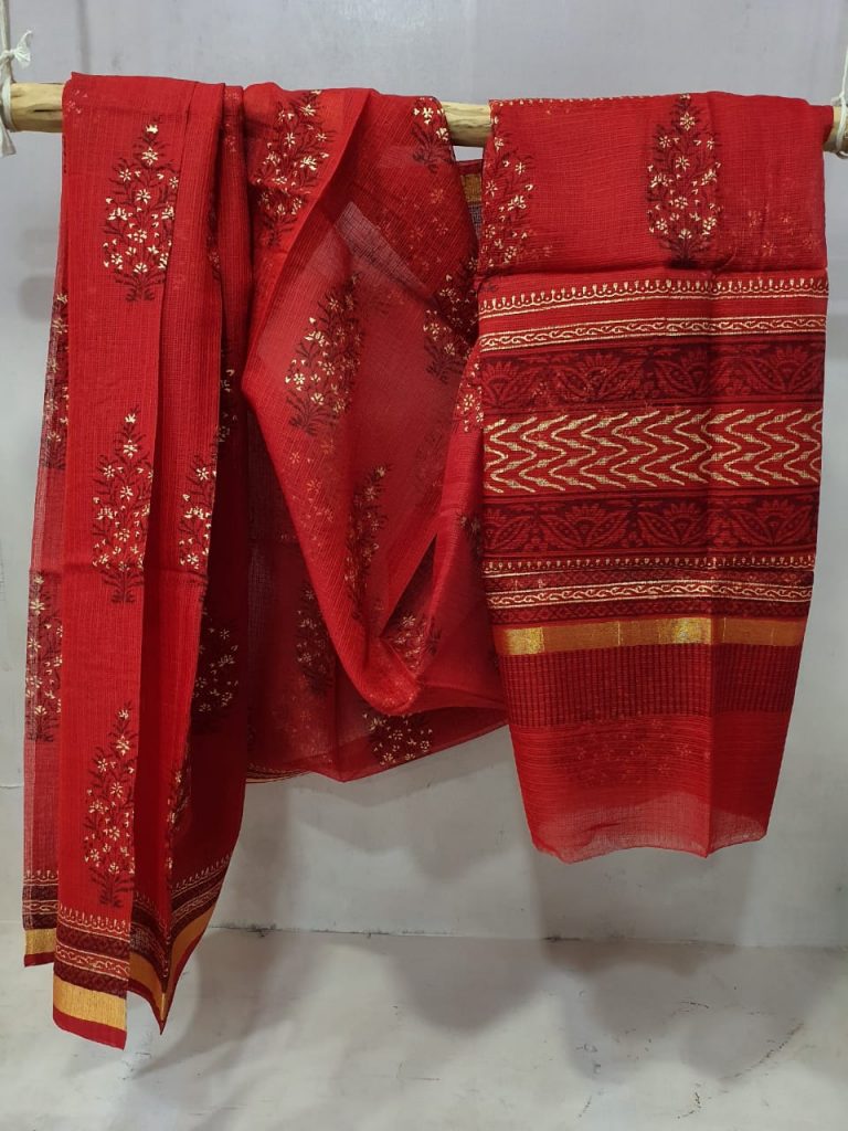 Superior quality Crimson kota doria saree With blouse