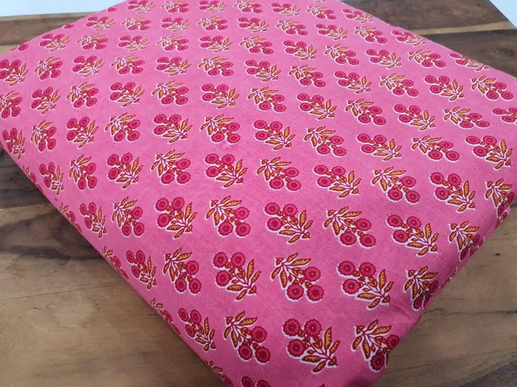 jaipuri Pink Pure cotton runing material set