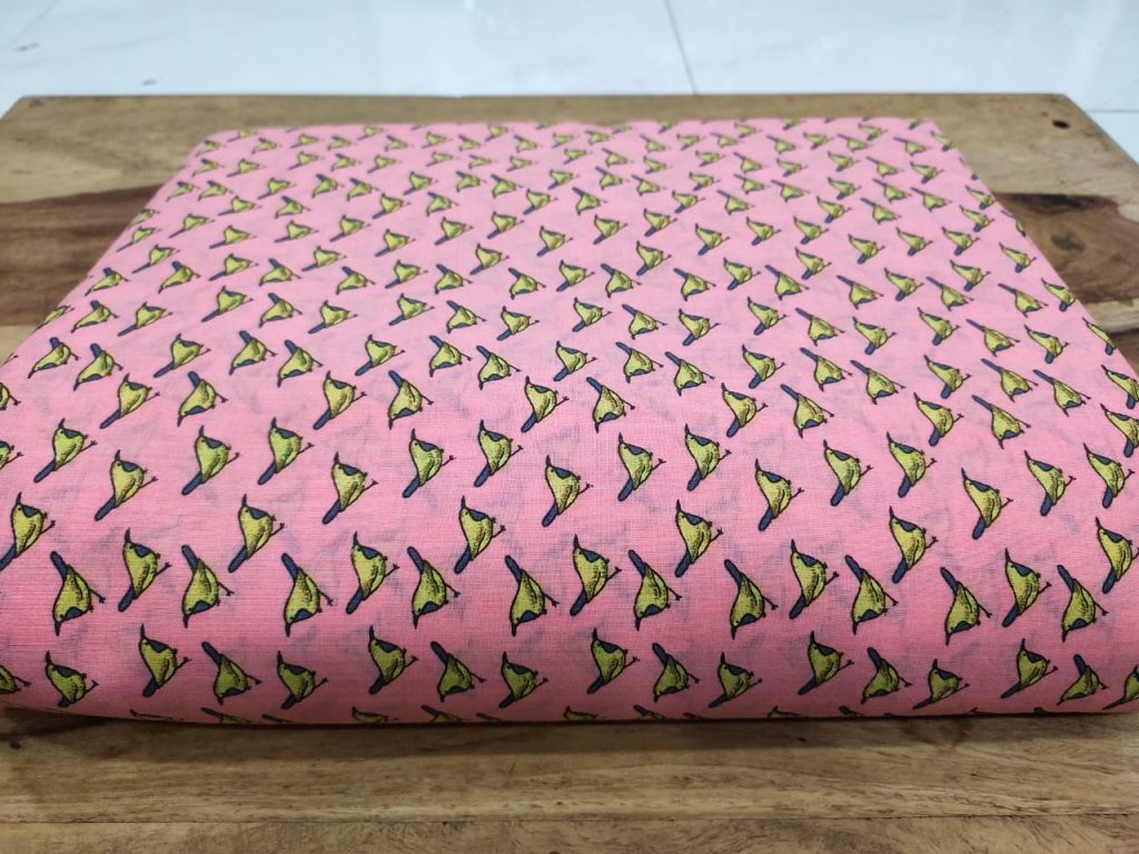 Pink bird print Pure cotton runnning material set