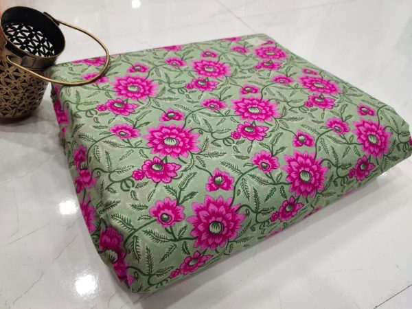 Emerald Floral print pure cotton running material