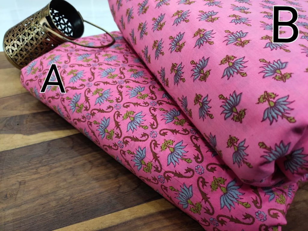pink floral print pure cotton running material set