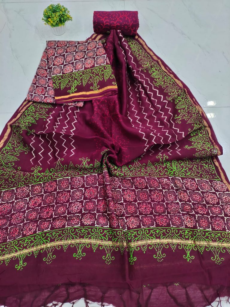 beautiful Rouge chanderi suit set with salwaar