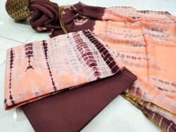 Superior quality Apricot and Maroon Zari border suit dress material
