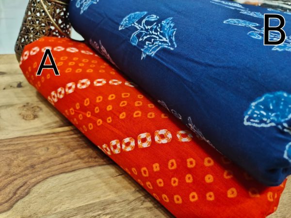 Crimson and blue mugal print pure cotton running Material set