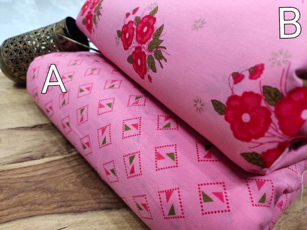 Pink floral mugal print running material set