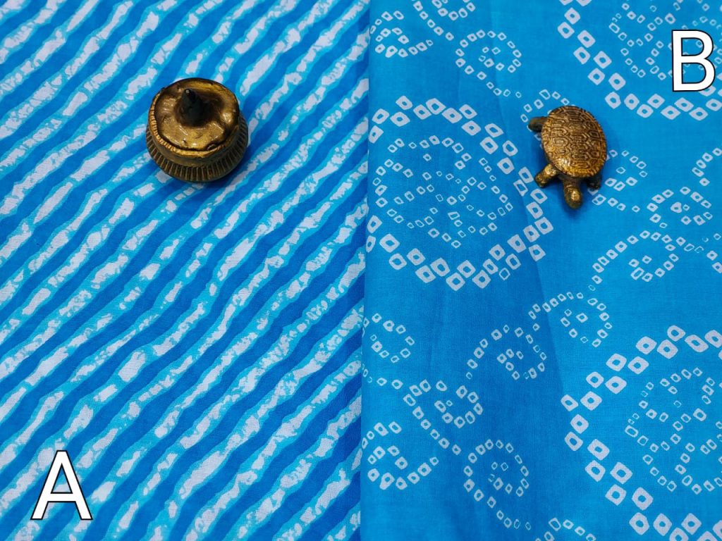 Azure blue pure cotton running dress material set
