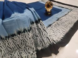 Exclusive blue and black pure cotton saree