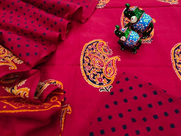 Crimson pigment print pure Cotton mulmul salwar kameez set