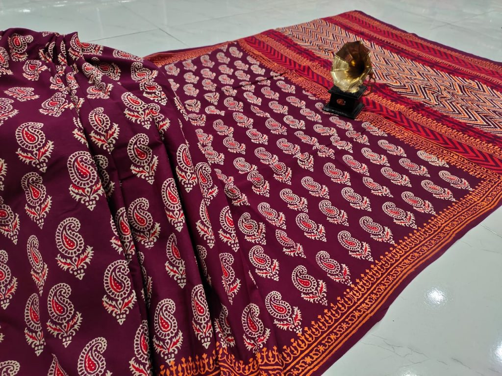 Rouge pure cotton saree with blouse