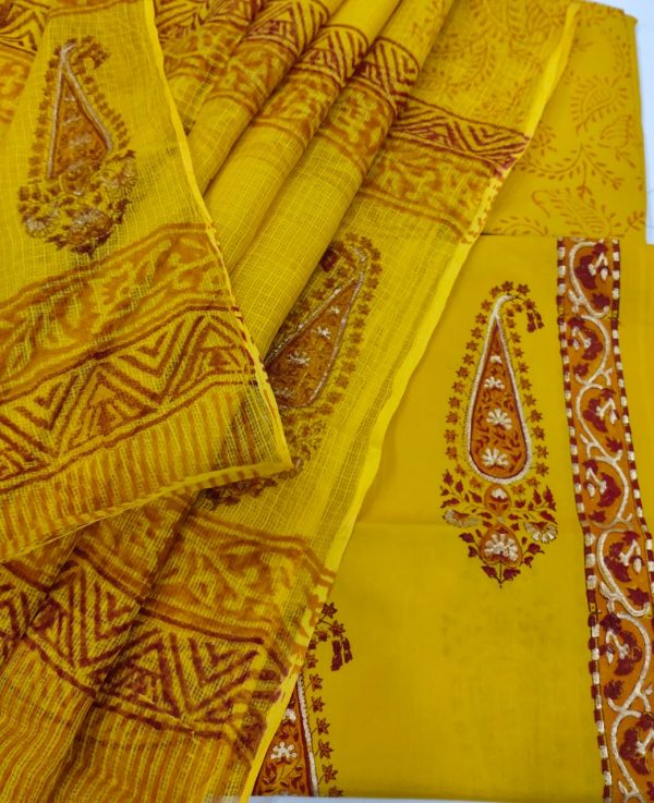 Amber cotton suit with kota doria dupatta set