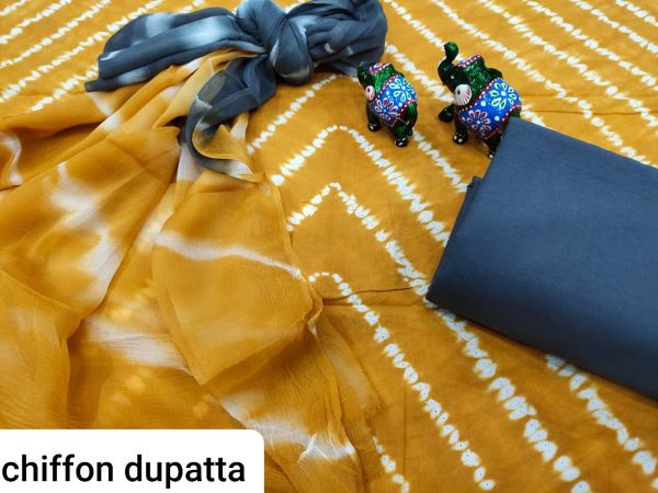 Amber and blue pure chiffon chunni cotton salwar suit