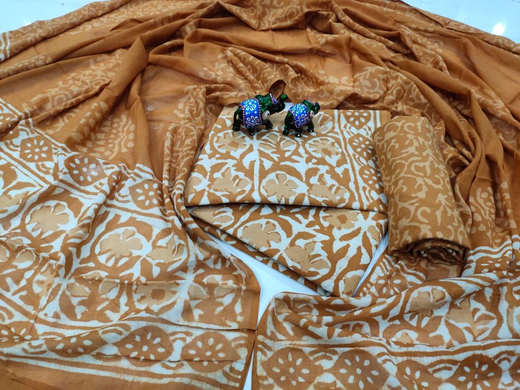 Exclusive Bronze pure cotton dupatta suit set