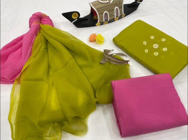 lime and pink ethnic wear pure cotton salwar suits online
