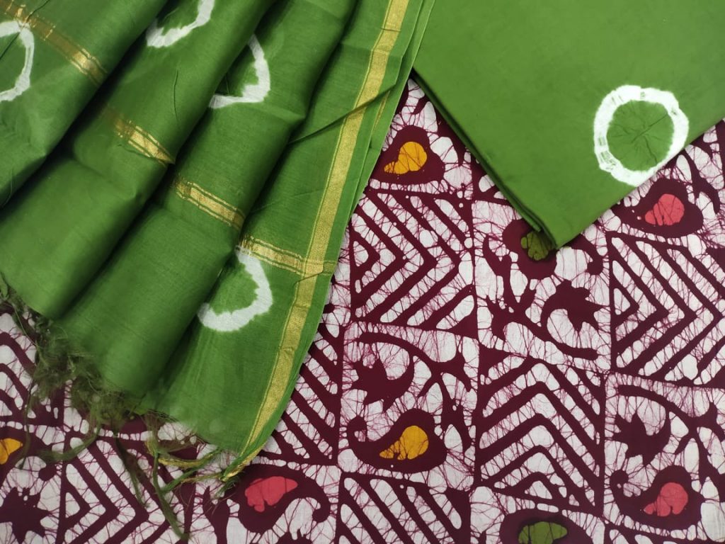 Jaipuri Green ethnic wear salwar suit with chanderi dupatta online