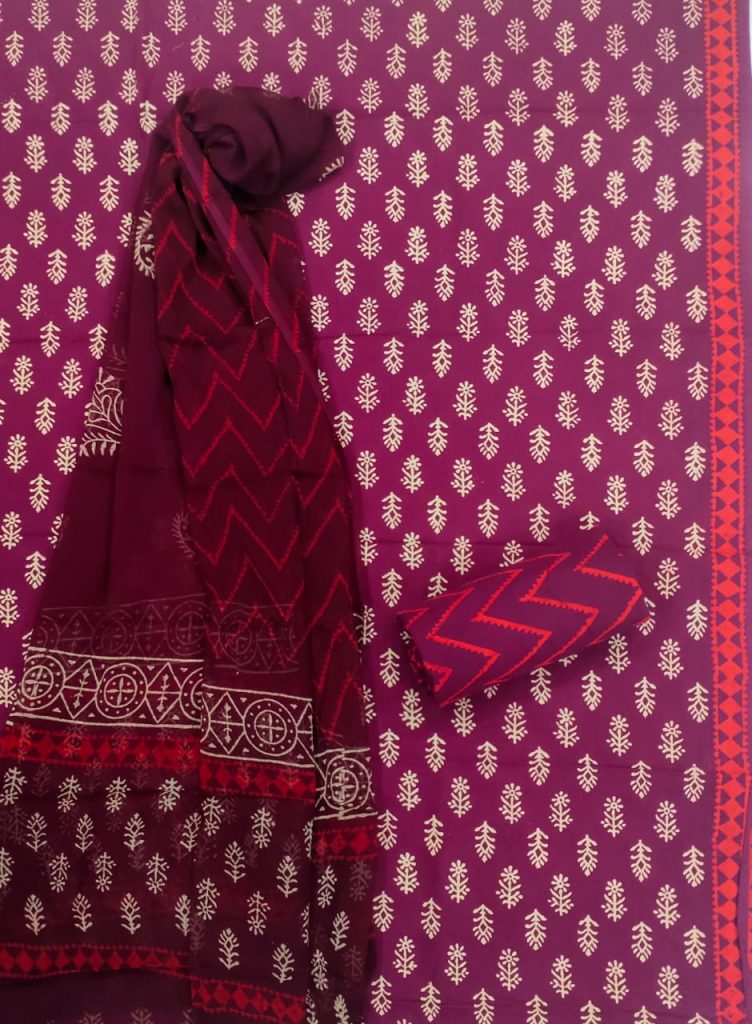 Rouge ethnic wear salwar suits with chiffon dupatta