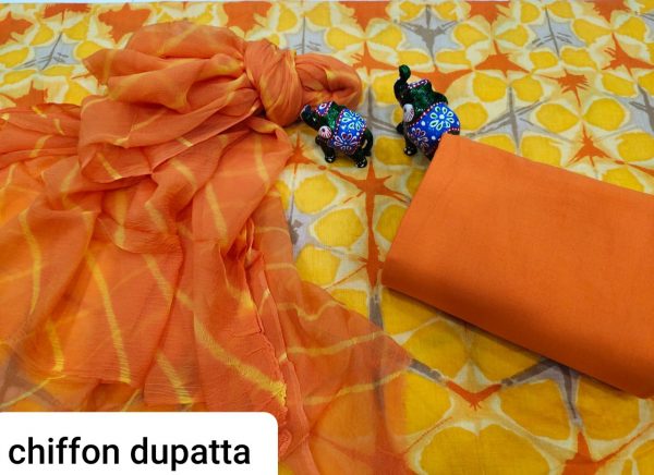 Exclusive Amber pure chiffon chunni cotton salwar suit set
