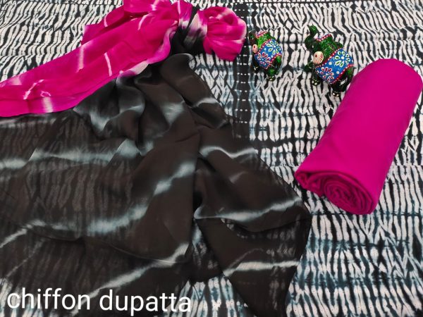 Black and magenta cotton suits with pure chiffon dupatta wholesale