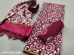 Rouge and Burgundy chanderi suit with dupatta