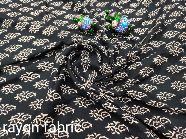 Black pure Rayon running fabric dress material set