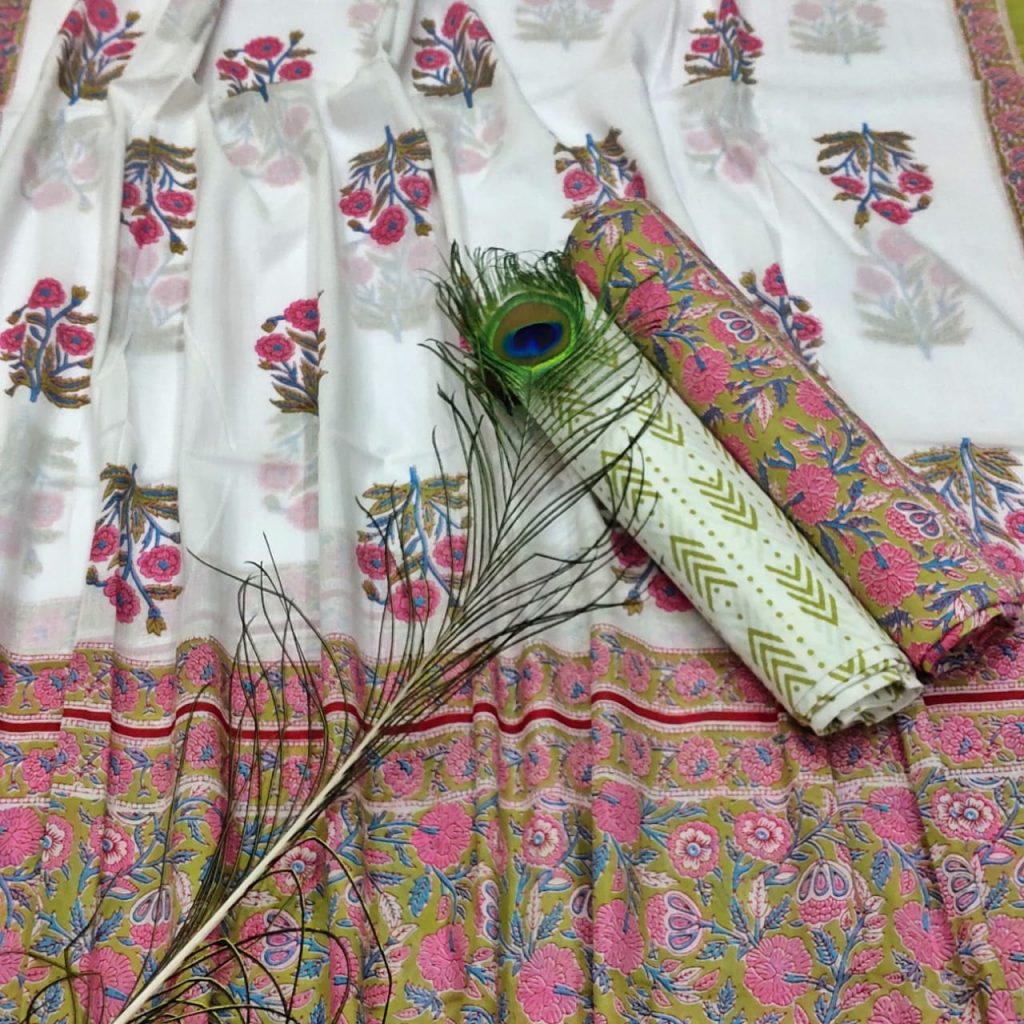 White Cotton salwar kameez set with mulmul dupatta