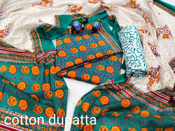 Jungle green dress designs for cotton salwar kameez