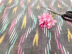 Gray Pure ikkat running fabric for indian ethnic wear dress material