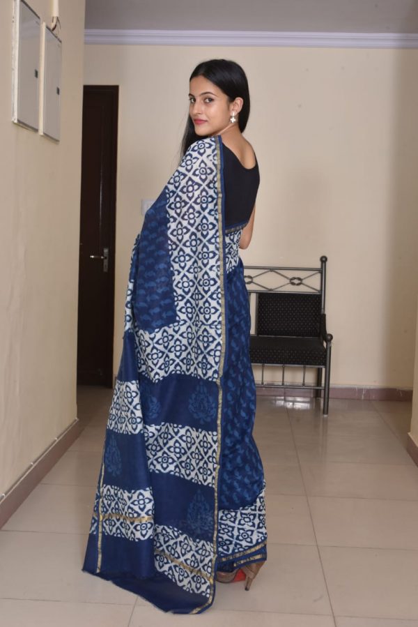 Navy blue soft cotton silk sarees wholesale