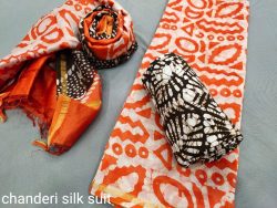Orange chanderi silk suits wholesale