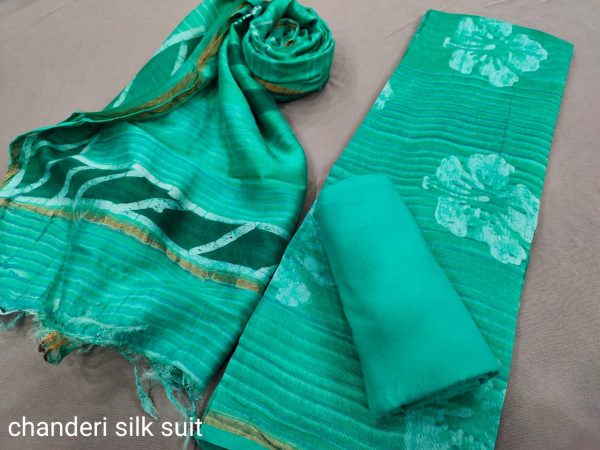 Teal Green chanderi salwar kameez designs