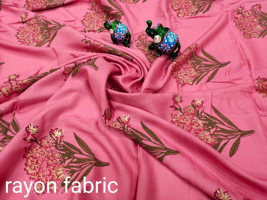 Pink pure Rayon running fabric dress material set