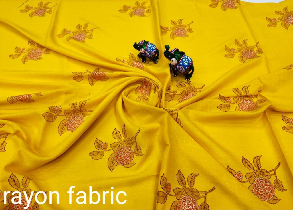 Lemon rayon running dress material set
