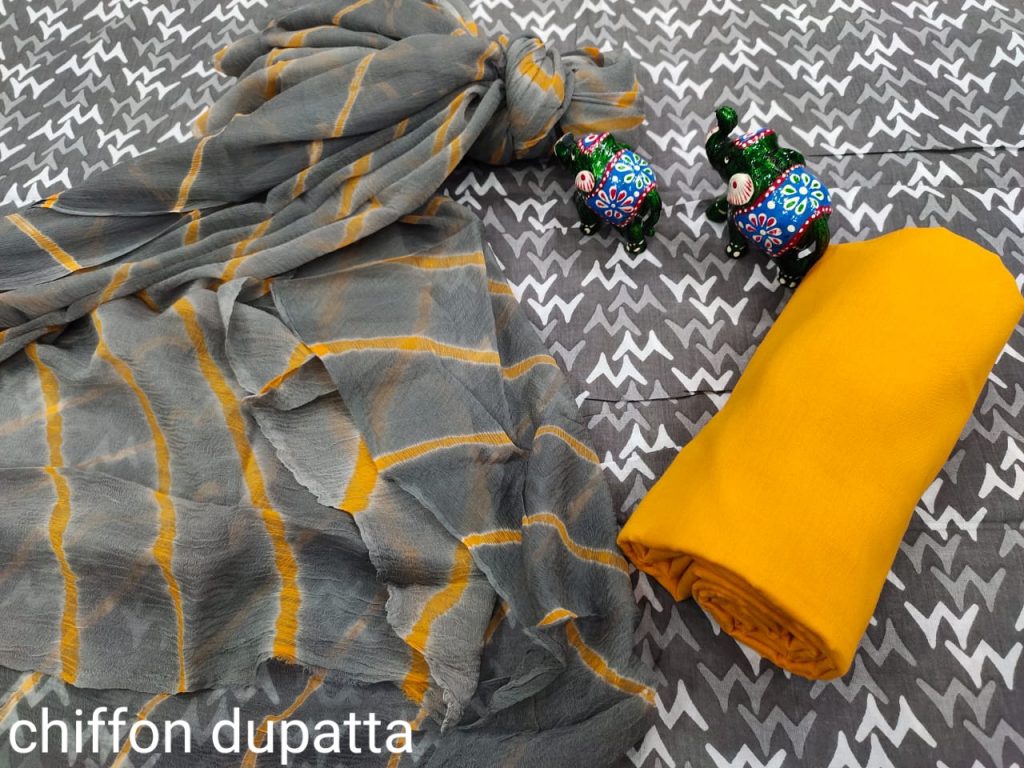 Amber and gray cotton suits with chiffon dupatta online