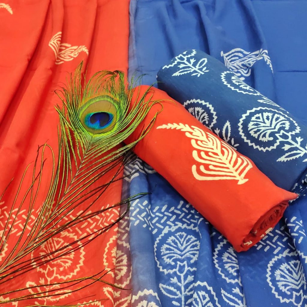 orange-red And blue unstitched suits wholesale