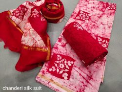 Crimson and white suit with chanderi dupatta online