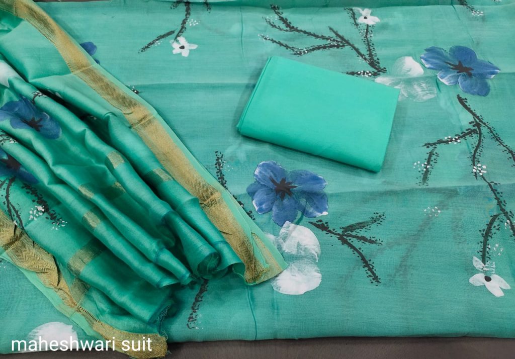 Electric blue maheshwari Silk salwar kameez online