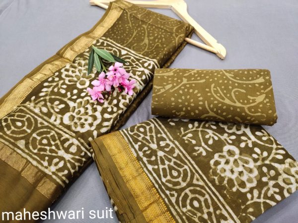 Olive maheshwari silk suit ethnic wear ladies suit